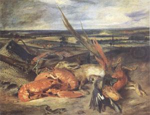 Eugene Delacroix Still Life with a Lobster and Trophies of Hunting and Fishing (mk05)
